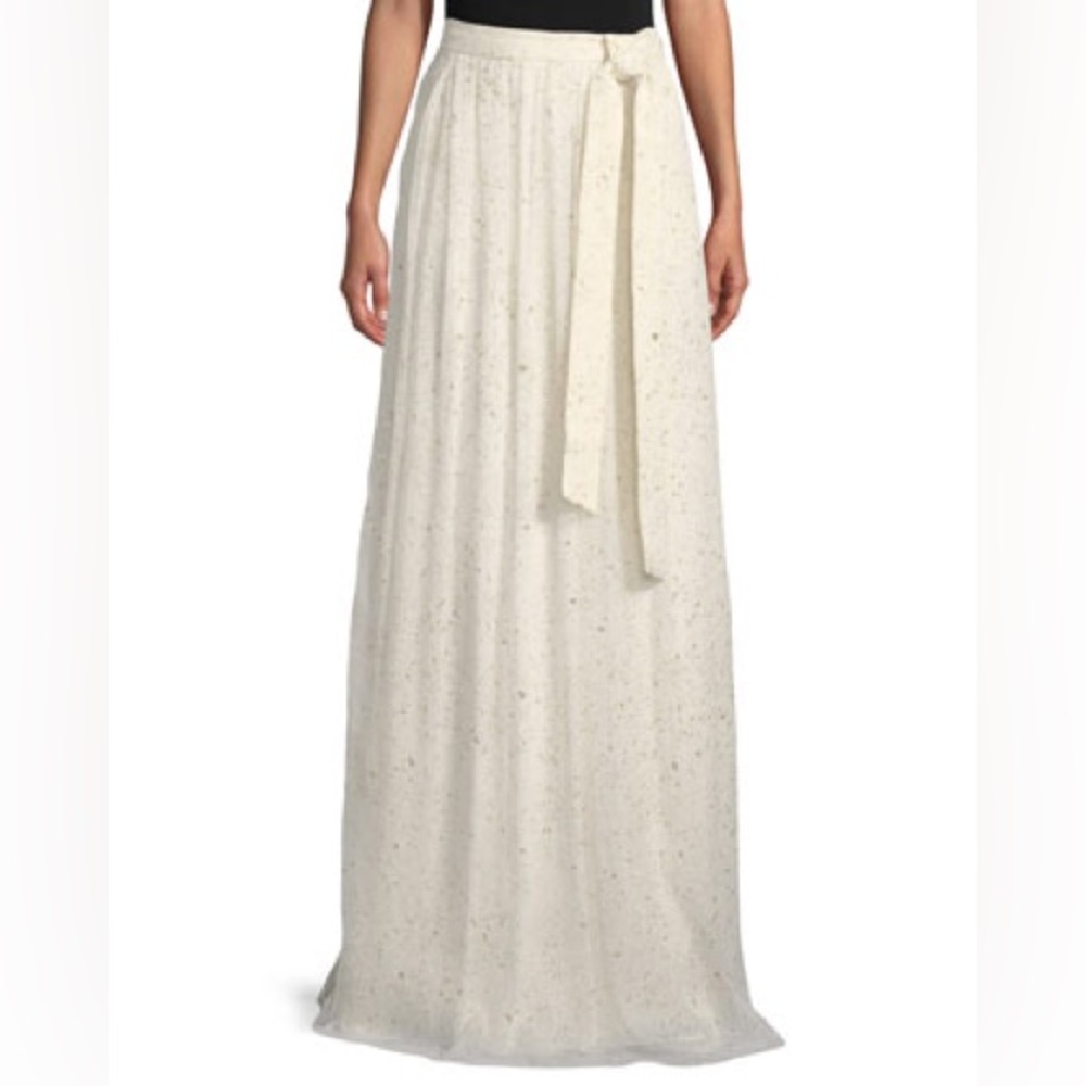 Stunning Brand New St John Flocked Glitter Crinkle Chiffon Maxi Skirt Size 4